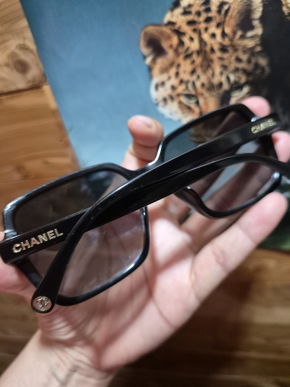 Very Rare Chanel Black Rectangular Sunglasses - Picture 1 of 7